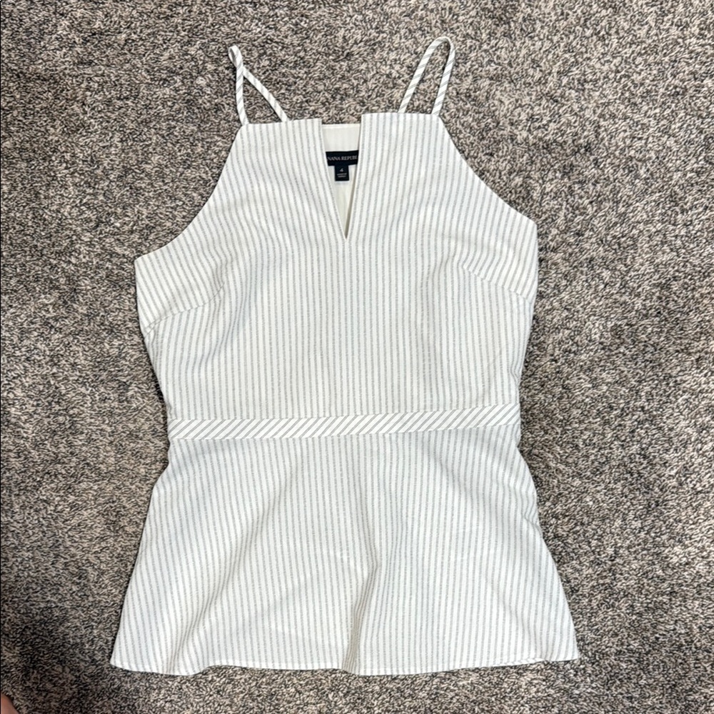 Express White and Gray Striped Dressy Tank